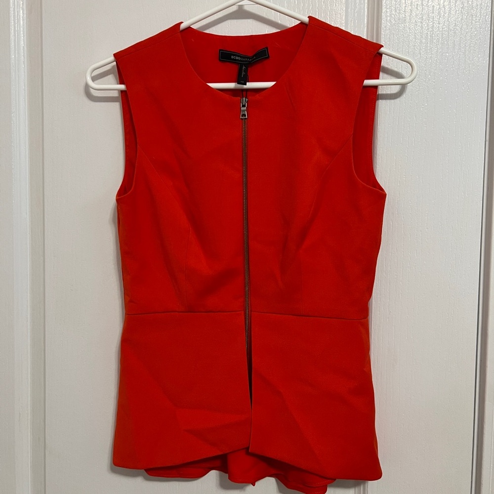 BCBG Zip Up Peplum Top